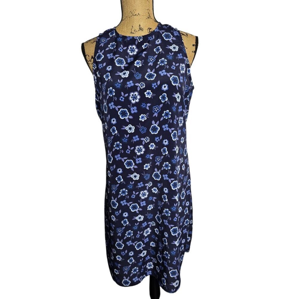 Vintage 90s California Concepts Blue Flower Print Dress